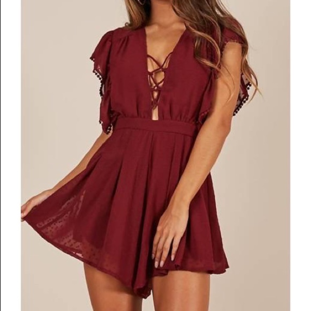Dance With Me All night playsuit in wine